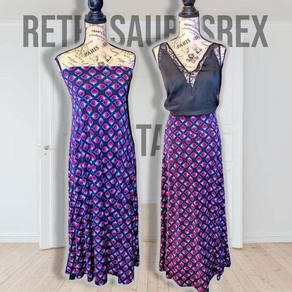 LULAROE Geometric Pattern Pink & Turquoise Maxi Skirt Strapless Dress, Medium - Picture 1 of 5